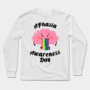 Aphasia Day of Awareness Cute Rainbow Brain Long Sleeve T-Shirt